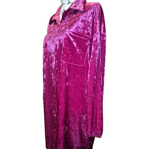 SHEIN High Low Button Front Velvet Dress Sz L - Picture 6 of 9